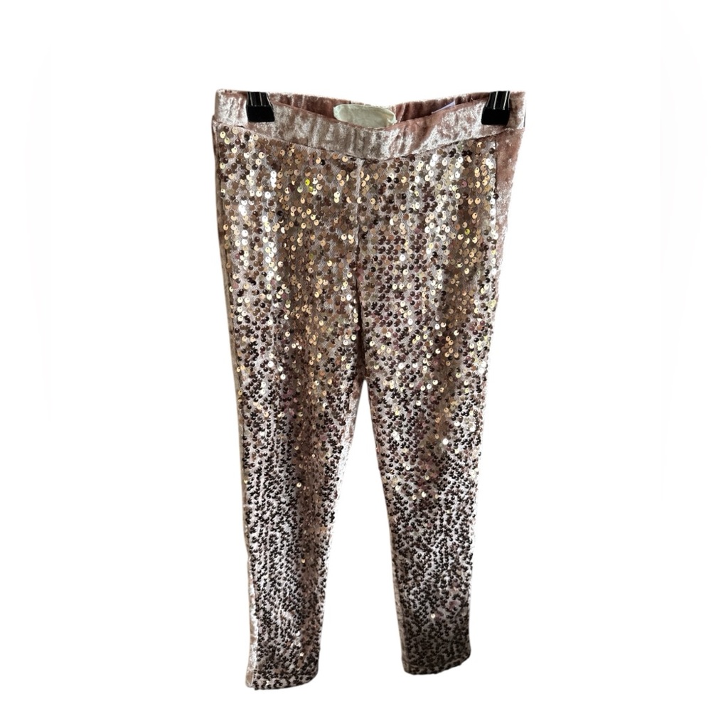Joyfolie Rose Gold Sequin Kids Size 7 Shimmer Glitter Girly Festival Leggings